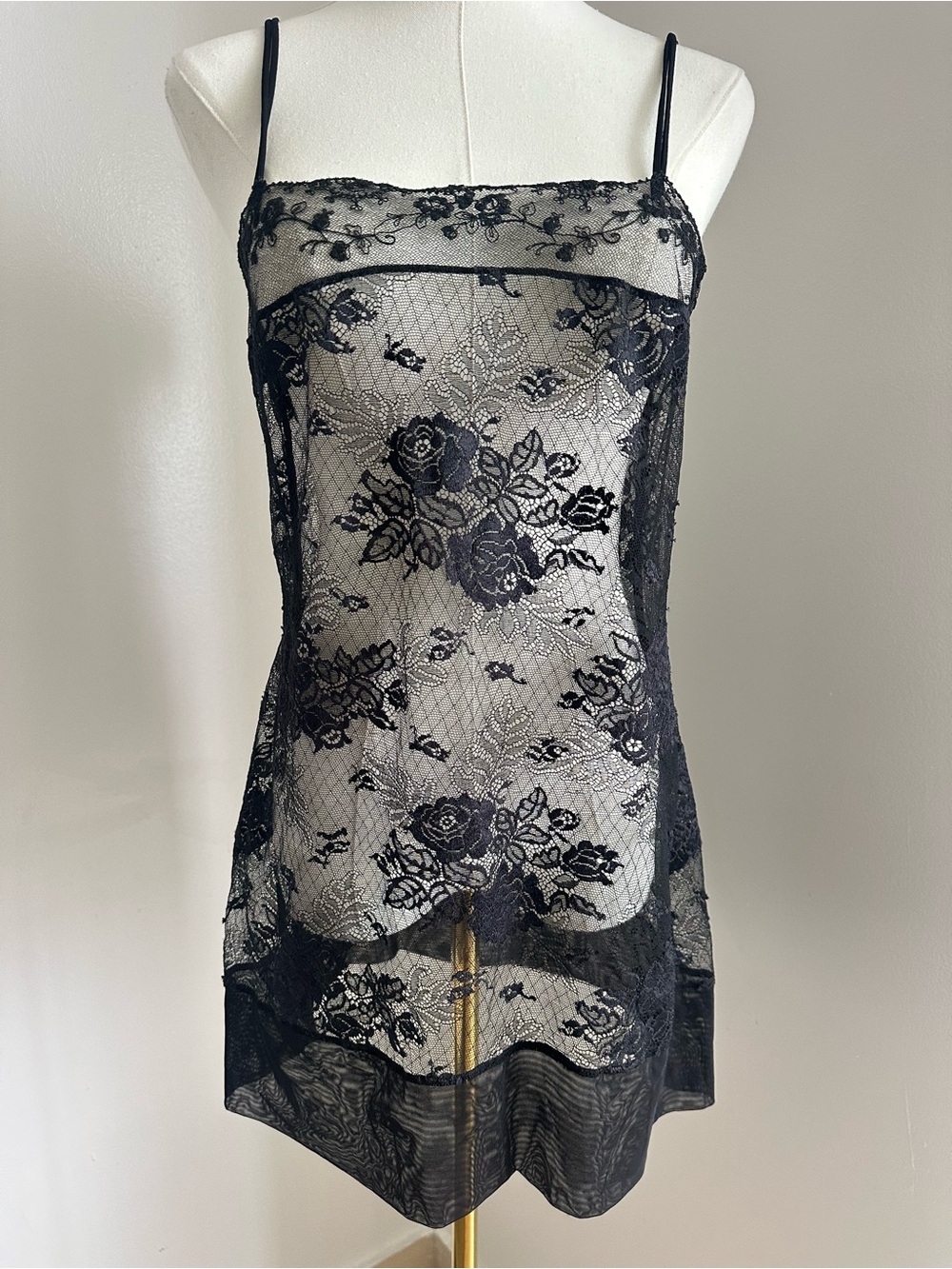 La Perla Black Lace Sheer Chemise Slip - Women Intimates